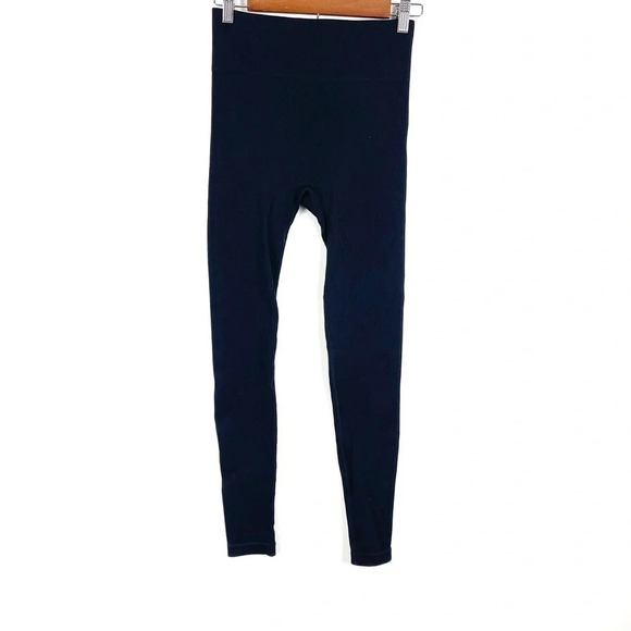 NEW Black High Waist Ribbed Full Length Leggings Size Medium - Picture 1 of 6